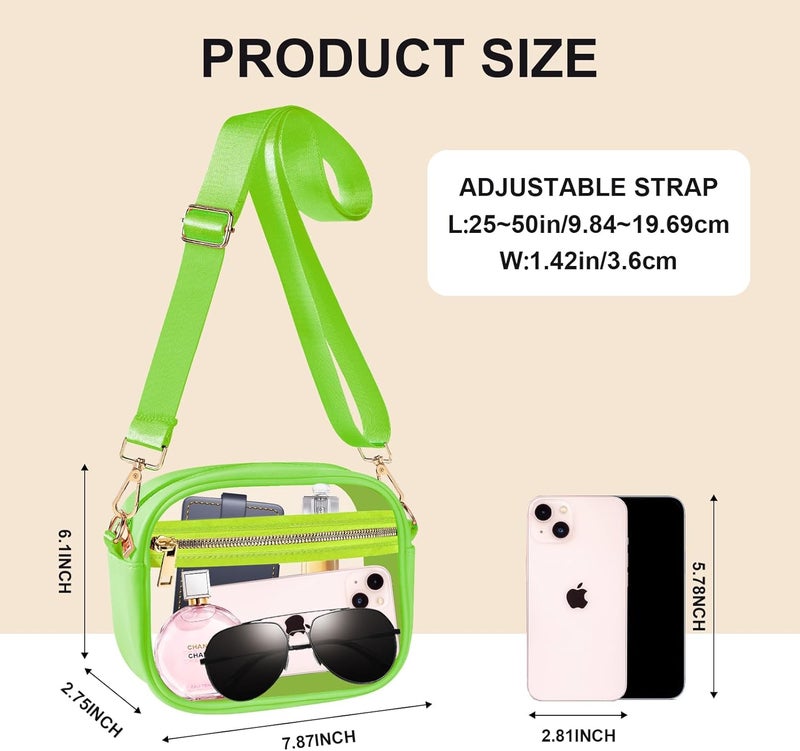 Fibrdoo Clear Bag Stadium Approved, Leather Clear Crossbody Purse Bag for Concerts Sports Events Festivals - Image 3